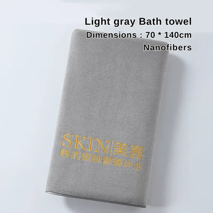 Light gray nanofiber bath towel for beauty salon