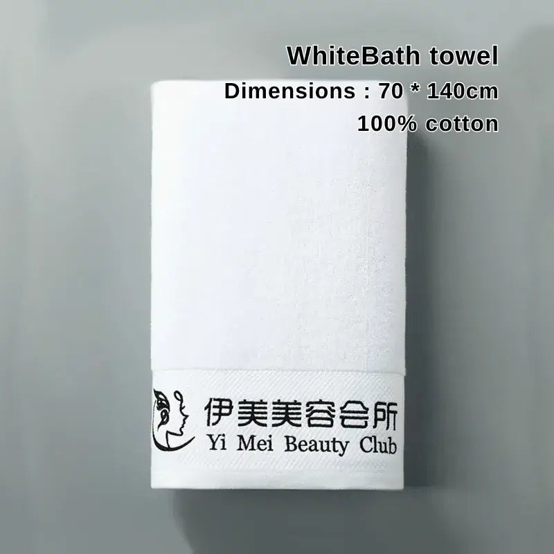 White 100% cotton bath towel for beauty salon