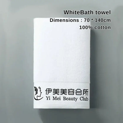 White 100% cotton bath towel for beauty salon