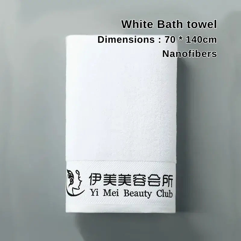 White nanofiber bath towel for beauty salon