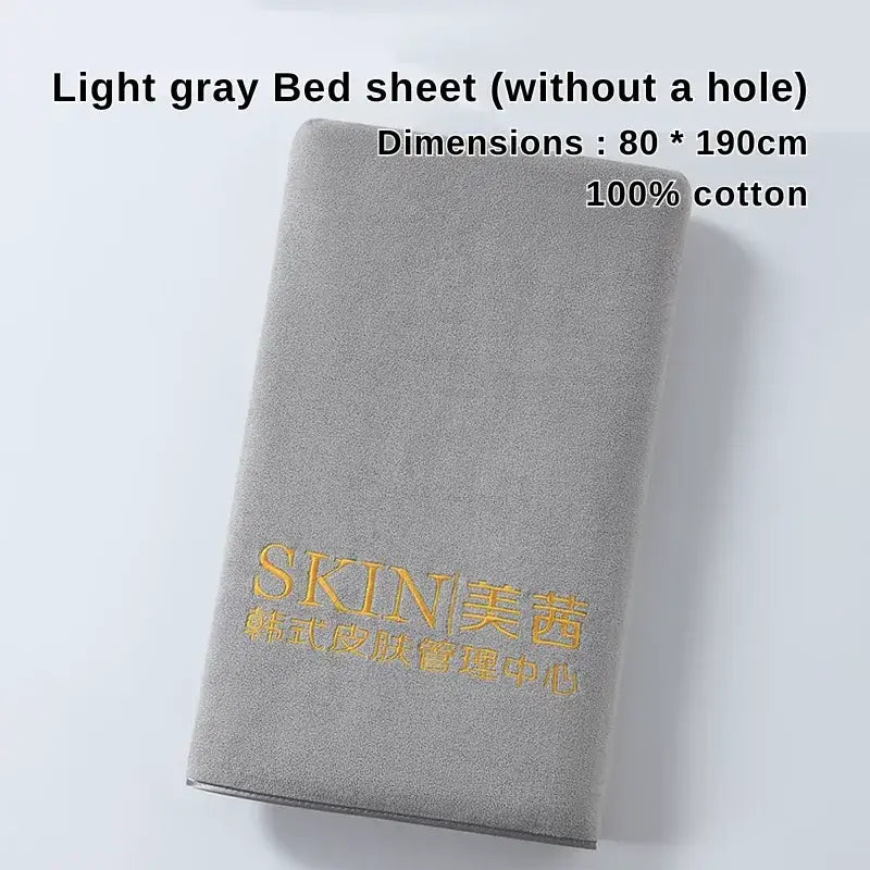 Light gray 100% cotton bedsheet (no hole) for beauty salon