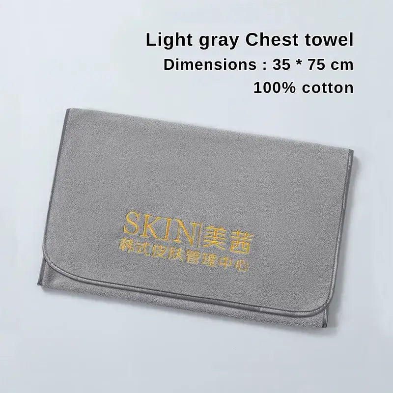 Light gray 100% cotton chest towel for beauty salon