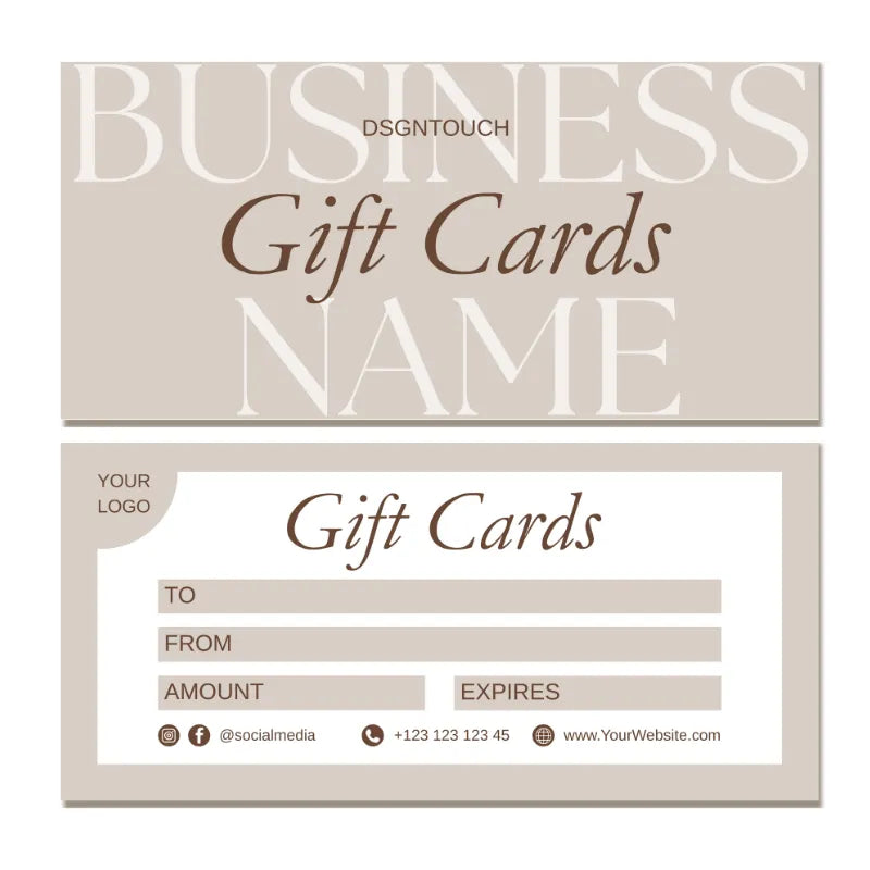  A professional, clean template for a business gift card or loyalty stamp card, ready for your logo and business details.
