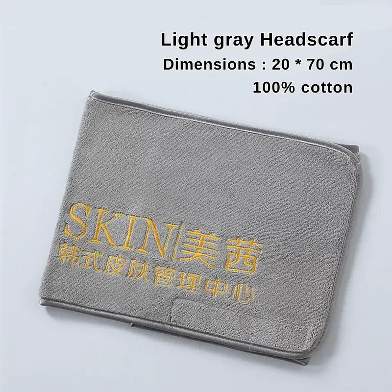 Light gray 100% cotton headscarf for beauty salon