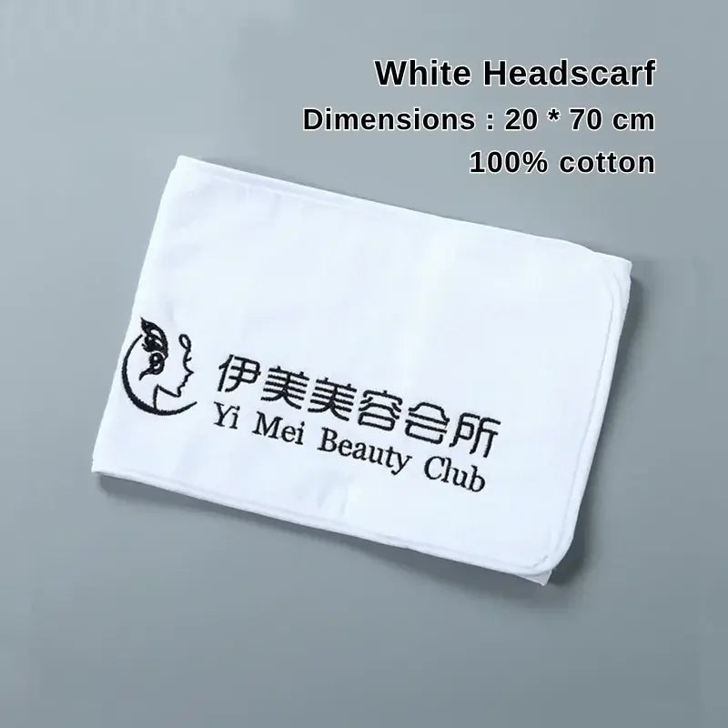 White 100% cotton headscarf for beauty salon