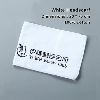 White 100% cotton headscarf for beauty salon
