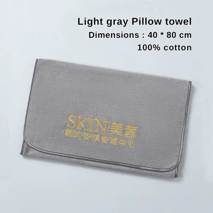 Light gray 100% cotton pillow towel for beauty salon
