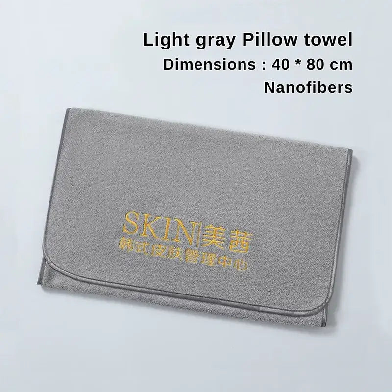 Light gray nanofiber pillow towel for beauty salon
