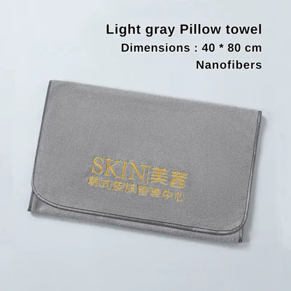 Light gray nanofiber pillow towel for beauty salon
