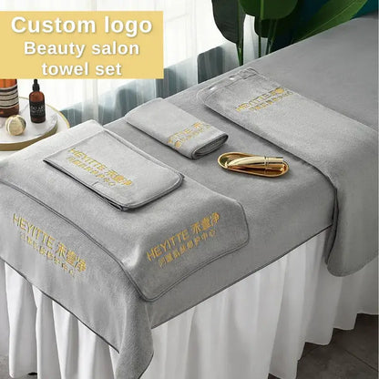 Grey beauty salon towel set with custom logo