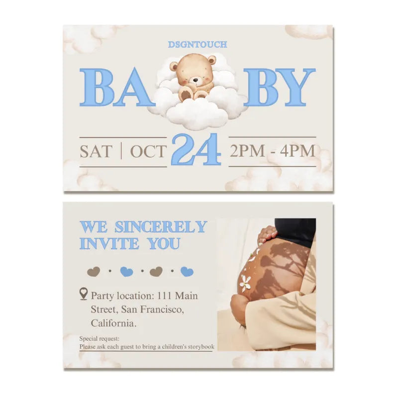 beige-bear-baby-bump-invitation-card