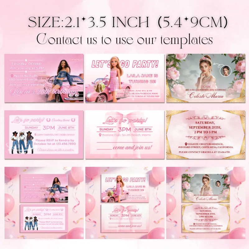 5.4x9cm pink birthday card examples – customize with free design help for any theme