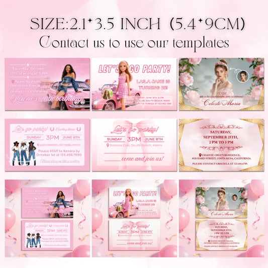 5.4x9cm pink birthday card examples – customize with free design help for any theme