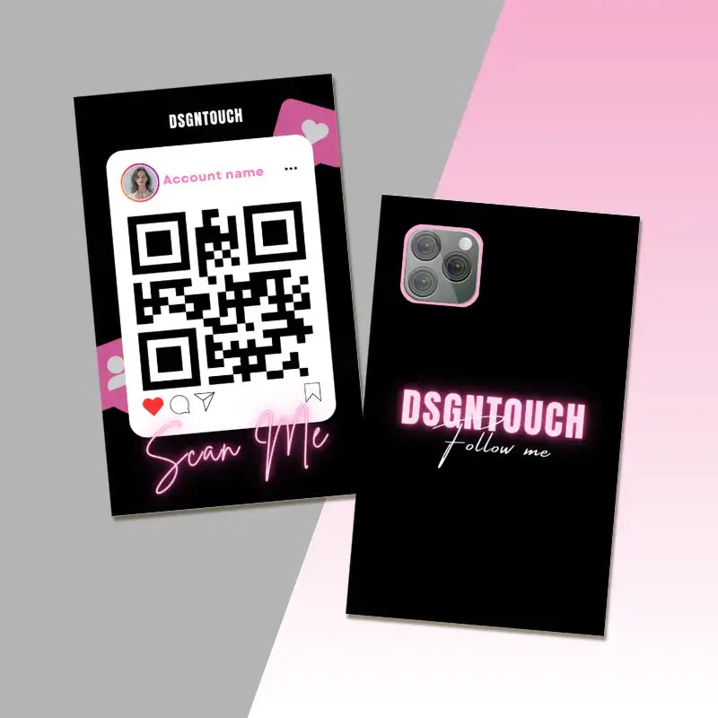 Business Card with QR Code design featuring unique smartphone camera and modern layout by DSGNTOUCH.