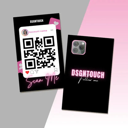 Business Card with QR Code design featuring unique smartphone camera and modern layout by DSGNTOUCH.