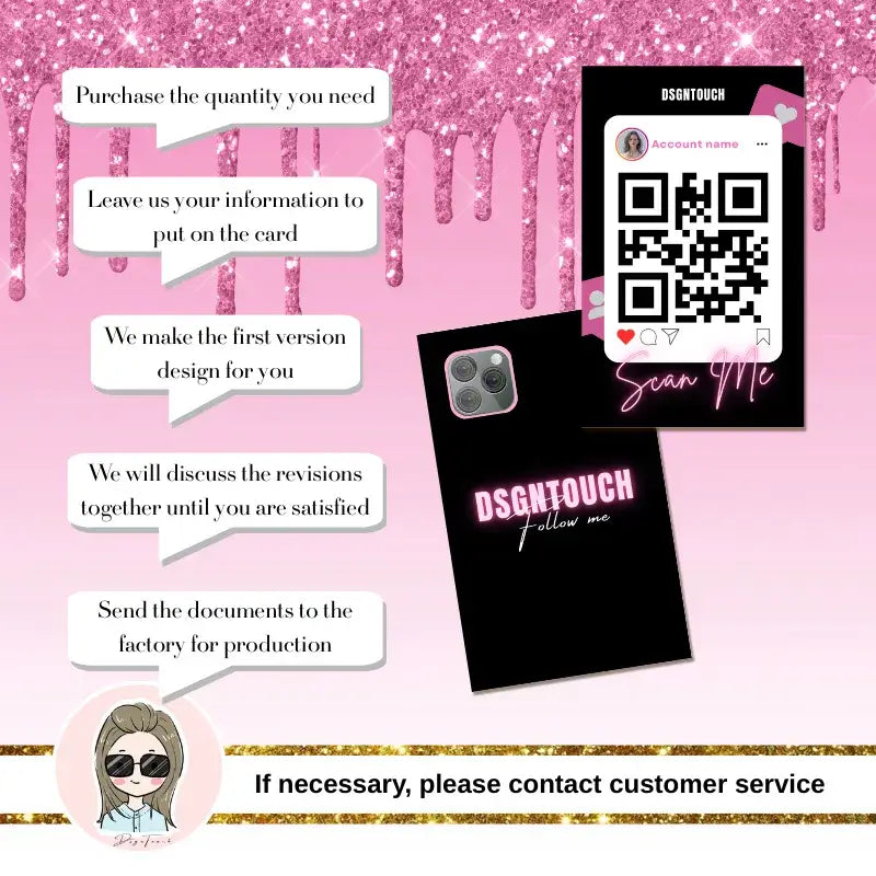 Business Card with QR Code showcasing customization options and modern design for DSGNTOUCH.