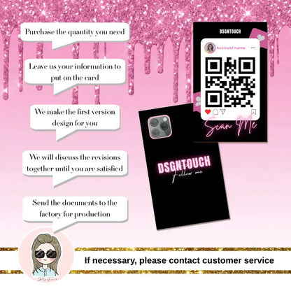 Business Card with QR Code showcasing customization options and modern design for DSGNTOUCH.