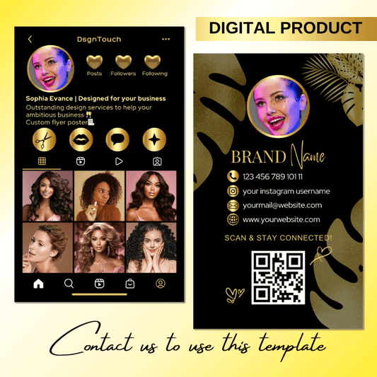 Editable digital business card template featuring modern design elements and contact info for branding.