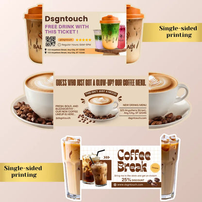 Custom Die Cut Coffee Cup Shaped Tri-Fold Greeting Cards