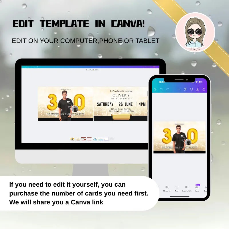 30th Birthday Invitation for Men – 300gsm Art Card | DSGTNTOUCH