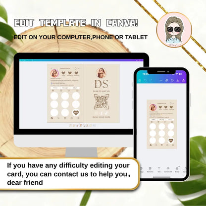 Loyalty Card Idea: dsgntouch Elegant Beige Digital Card with Instagram & QR Code