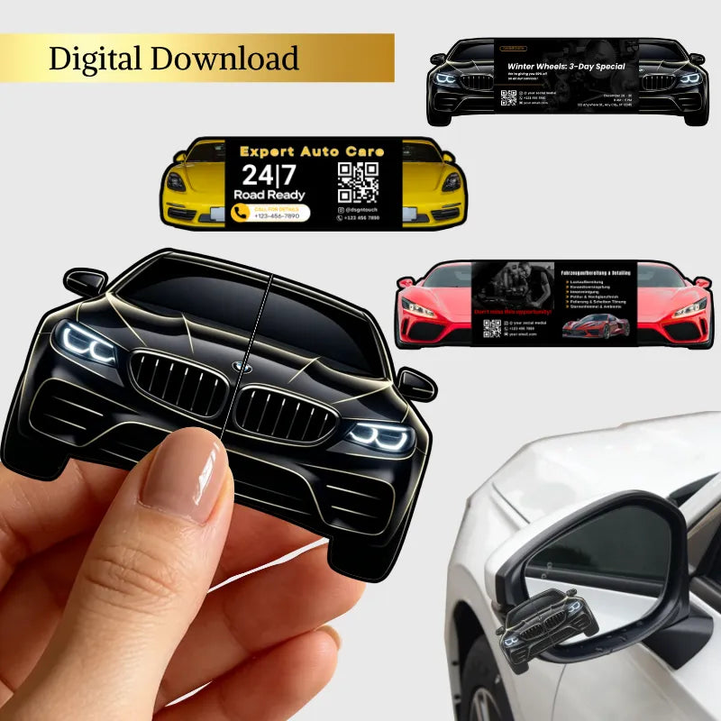 Car Die Cuts Idea – Tri-Fold Car Shape Canva Template for Auto Dealers & Car Washes | DSGNTOUCH