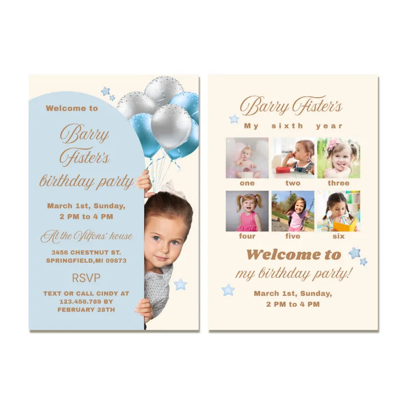 Childrens birthday invitation design template ready for customization. Get this or a free custom-designed nautical theme card for your party.