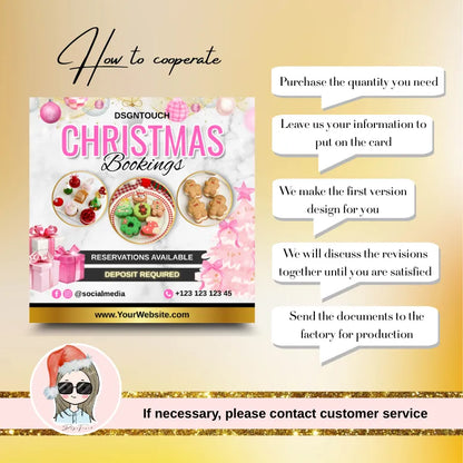 Close-up of Christmas dessert menu section showing editable pricing for gingerbread cookies, cupcakes, and other holiday treats.