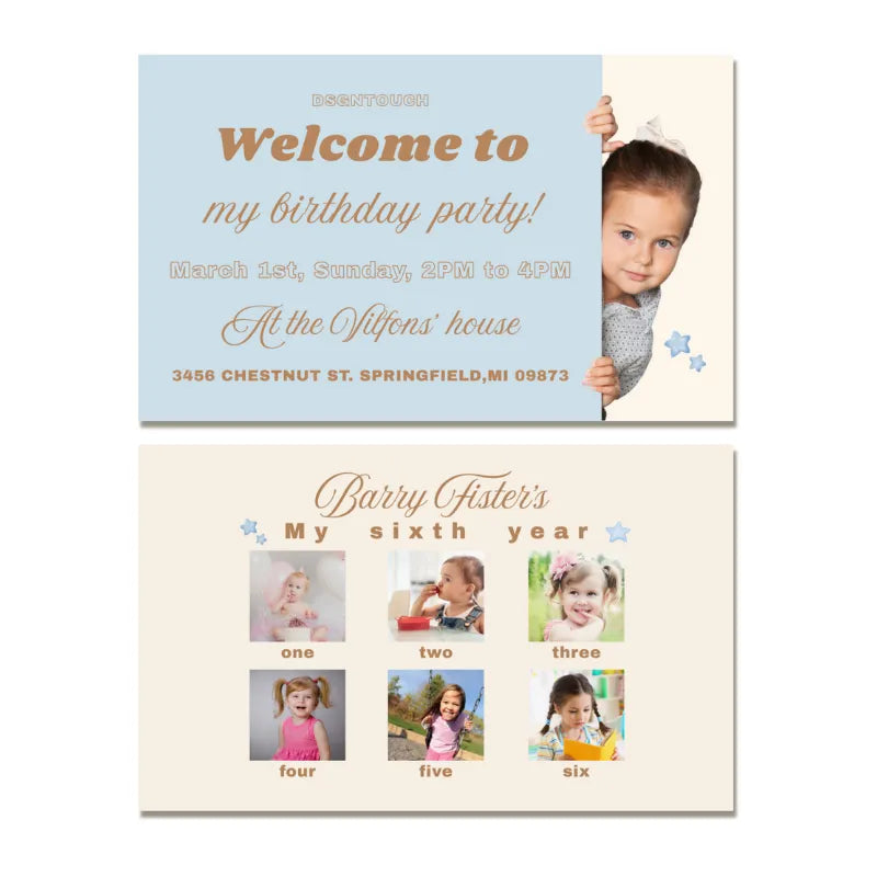Example of a classic and elegant birthday party invitation card design for kid