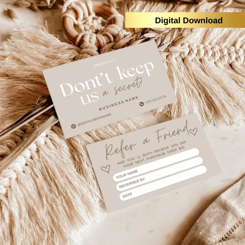 Close-up detail of the digital loyalty card's punch circles and elegant beige typography.