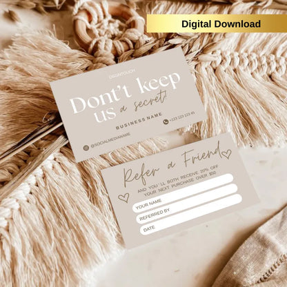 Close-up detail of the digital loyalty card's punch circles and elegant beige typography.