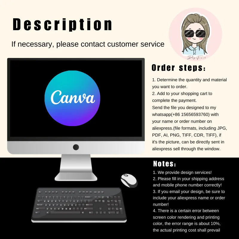 Step-by-step order instructions for custom business card and loyalty card templates, including quantity selection, payment process, design submission requirements, and important service disclaimers.