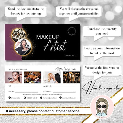 Gift Card for Salon design featuring a makeup artist theme, ideal for beauty businesses.
