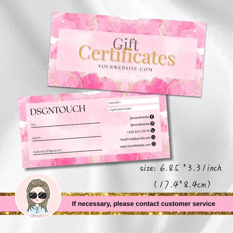 Printable Gift Certificate Template, Custom Printed Gift Voucher