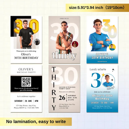 Invitation 30 custom birthday card for him featuring masculine designs and fun party details