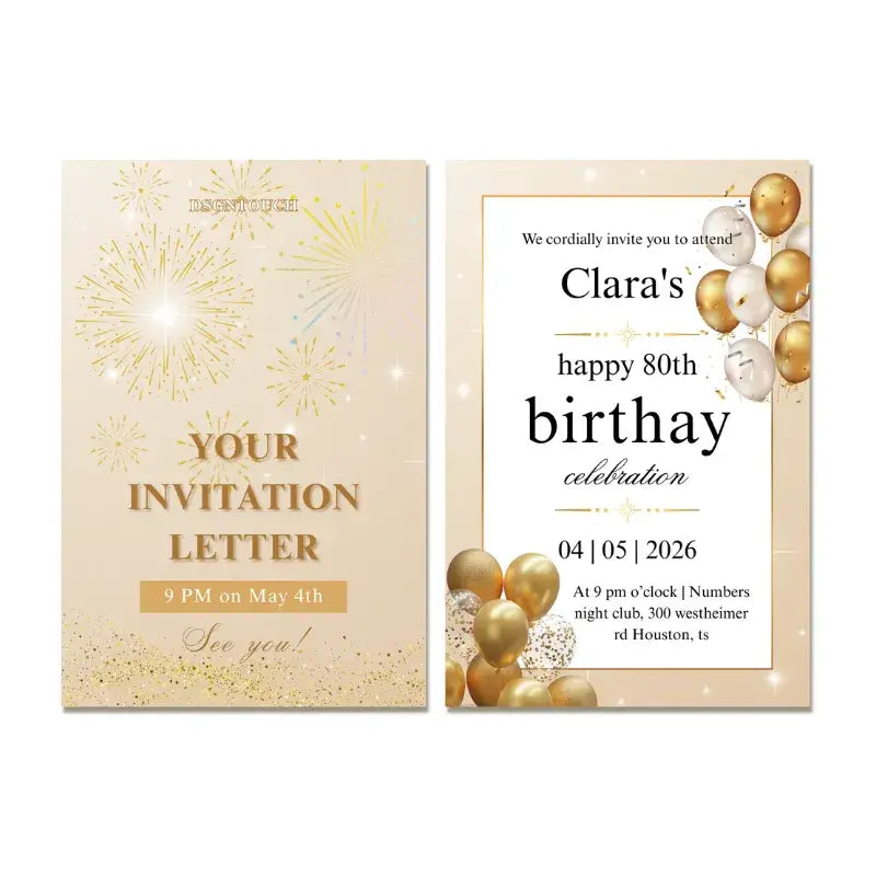  Custom invitation card for an 80th birthday, a birthday card for elderly.