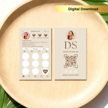 Loyalty Card Idea: dsgntouch Elegant Beige Digital Card with Instagram & QR Code