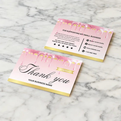 Glitter Thank You Cards - 10x15cm Premium Glitter Thank You Notes with Glossy Finish | DSGNTOUCH