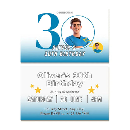 30th birthday invitation for men featuring a masculine design for Oliver's celebration.