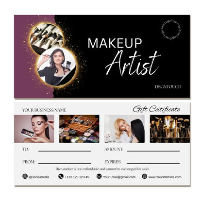 Gift Card for Salon showcasing a Makeup Artist design with premium visuals and customizable fields.