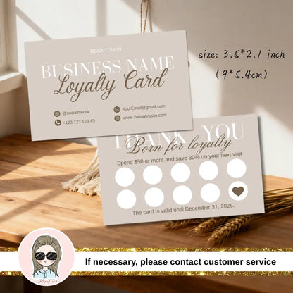 Back side of DSGNTOUCH loyalty stamp cards showing rewards program details and validity period