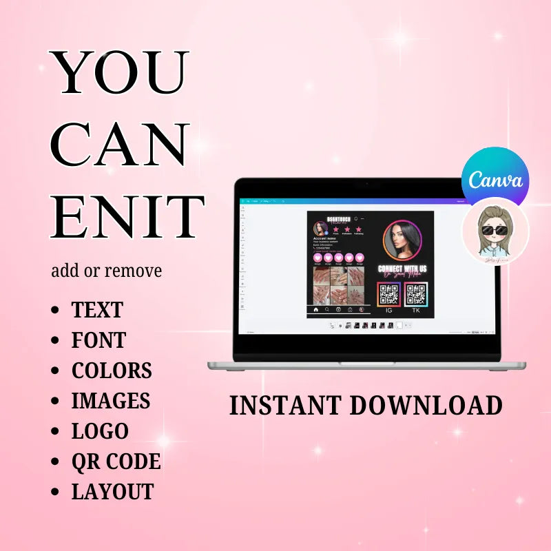 DSGNTOUCH Social Media Card Template showcased on a laptop screen with customizable options for text and layout.