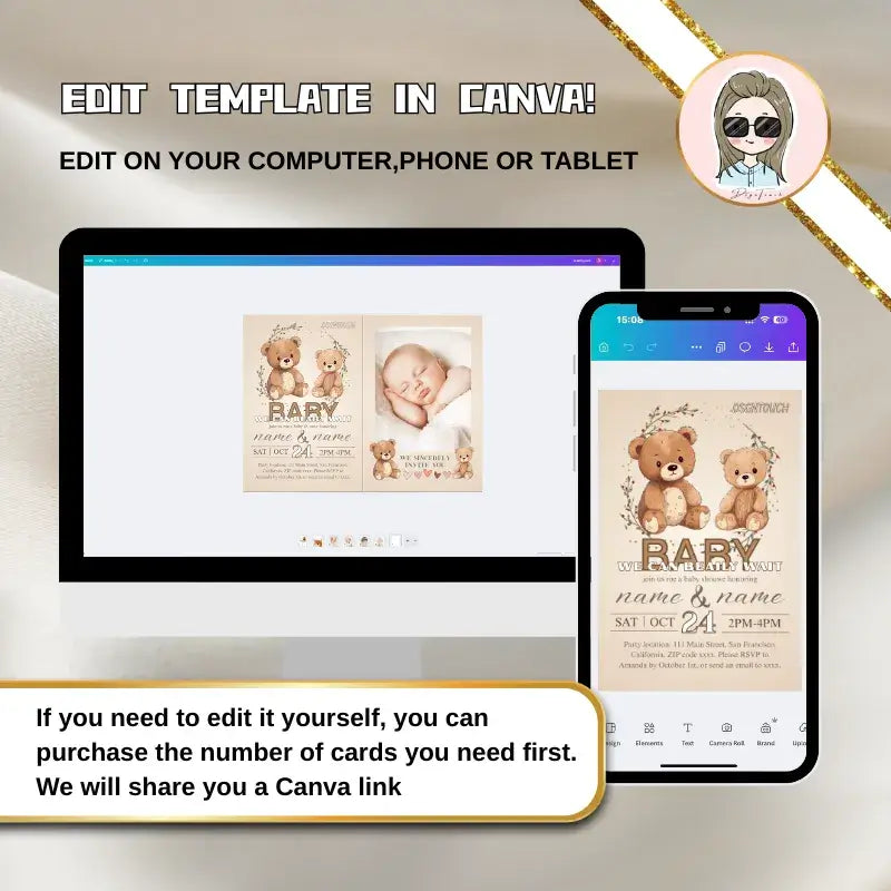 Gender Neutral Baby Shower Invitations - Premium Printed 15x10cm