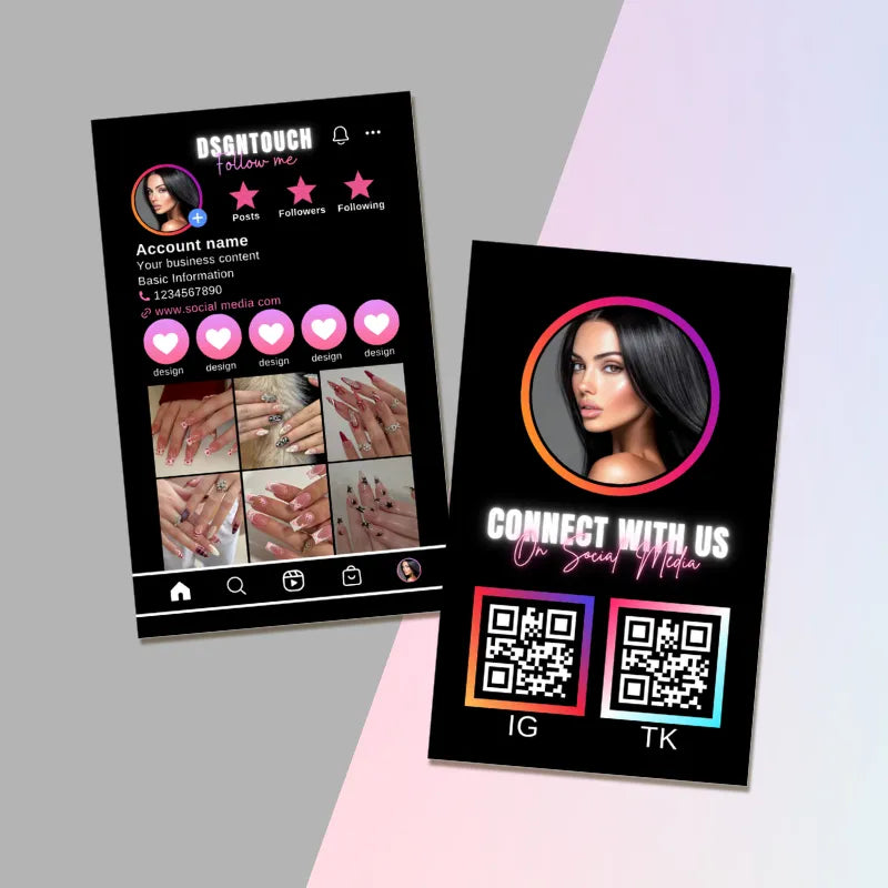 DsgnTouch Pink Marble QR Social Media Card