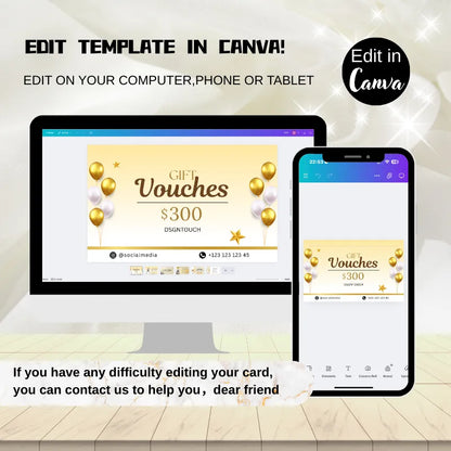 A screenshot demonstrating how easy it is to edit the event ticket template text and details directly in Canva, provided by DSGNTOUCH.