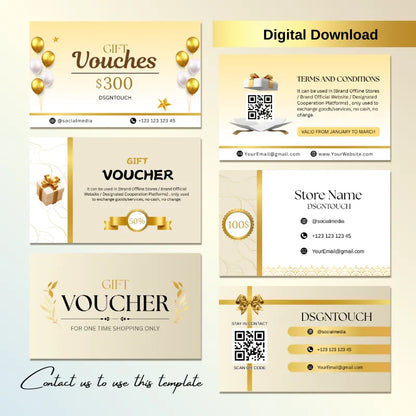 Front view of a modern event ticket template with elegant gold foil accents, editable in Canva for concerts, weddings, and parties by DSGNTOUCH.