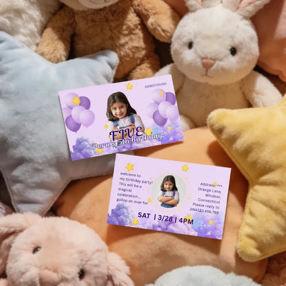  A fun and whimsical birthday invitation card design example for kids.