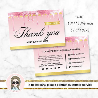 Glitter Thank You Cards - 10x15cm Premium Glitter Thank You Notes with Glossy Finish | DSGNTOUCH