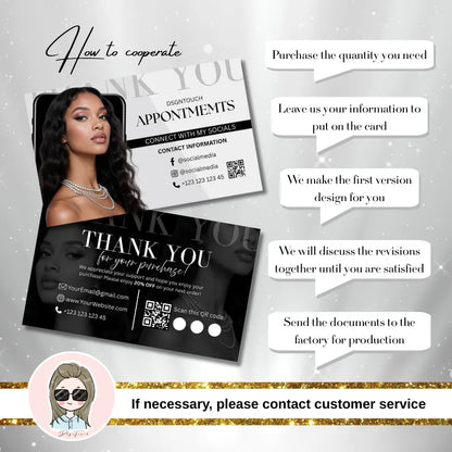 A close-up front view of a single hair business card, highlighting the clean, minimalist layout.