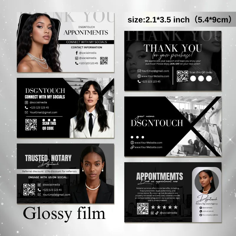 A neat stack of premium hair business cards printed on thick 300g paper, showcasing their substantial quality.